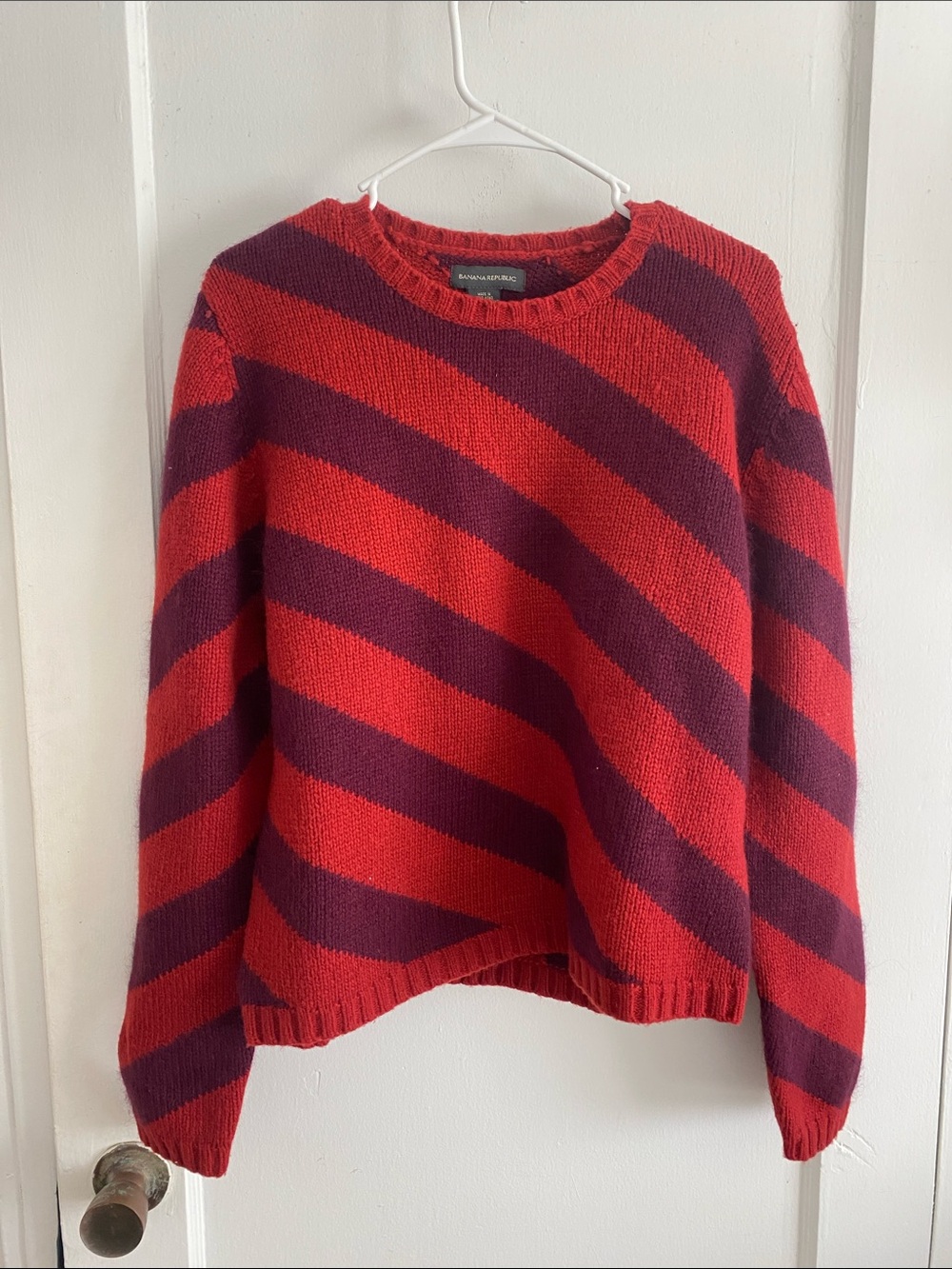 Vintage 90s Banana Republic Striped Crewneck Wool Blend Sweater
